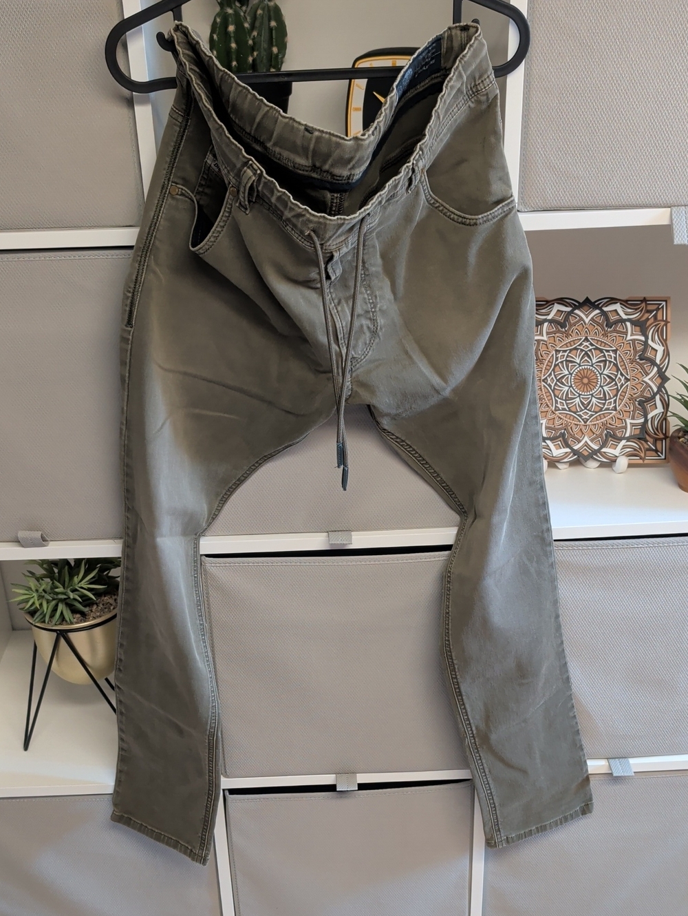 Diesel Krooley-Ne Olive Green Pants with Navy Trim Label